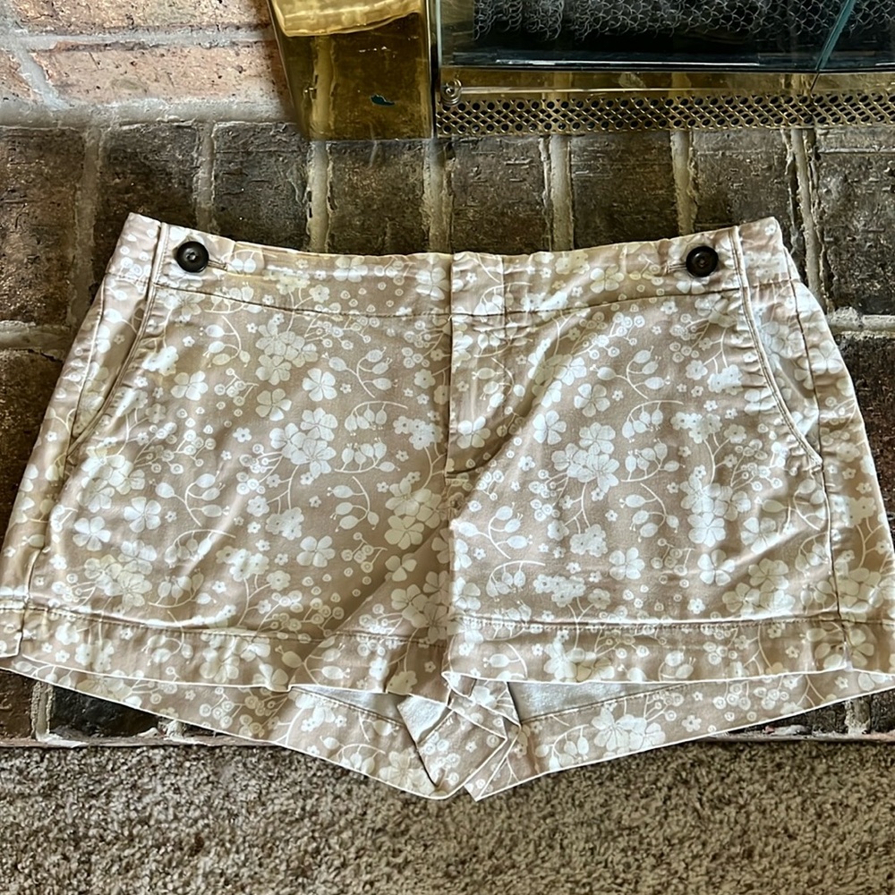 Tan with floral design trouser shorts